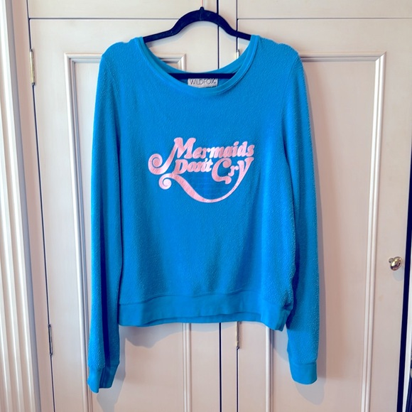 Wild Fox Turquoise “Mermaids Don’t Cry” Sweatshirt! So soft, size Small - Picture 2 of 5